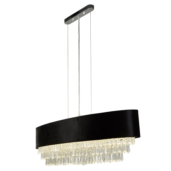 Searchlight  50818-8BK Glamour 8Lt Oval Pendant - Black Velvet & Clear Crystal