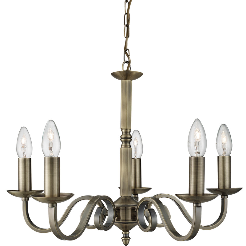 Searchlight  1505-5AB Richmond 5Lt Pendant - Antique Brass Metal