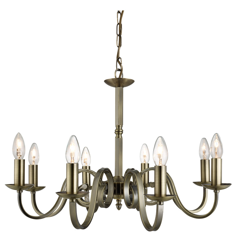 Searchlight  1508-8AB Richmond 8Lt Pendant - Antique Brass Metal - Bonus Superstore