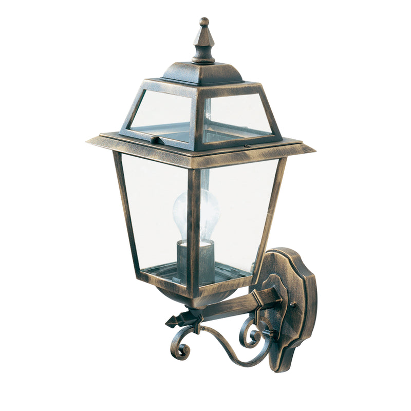 Searchlight  1521 New Orleans Outdoor Wall Light- Black Gold, Clear Glass,IP44