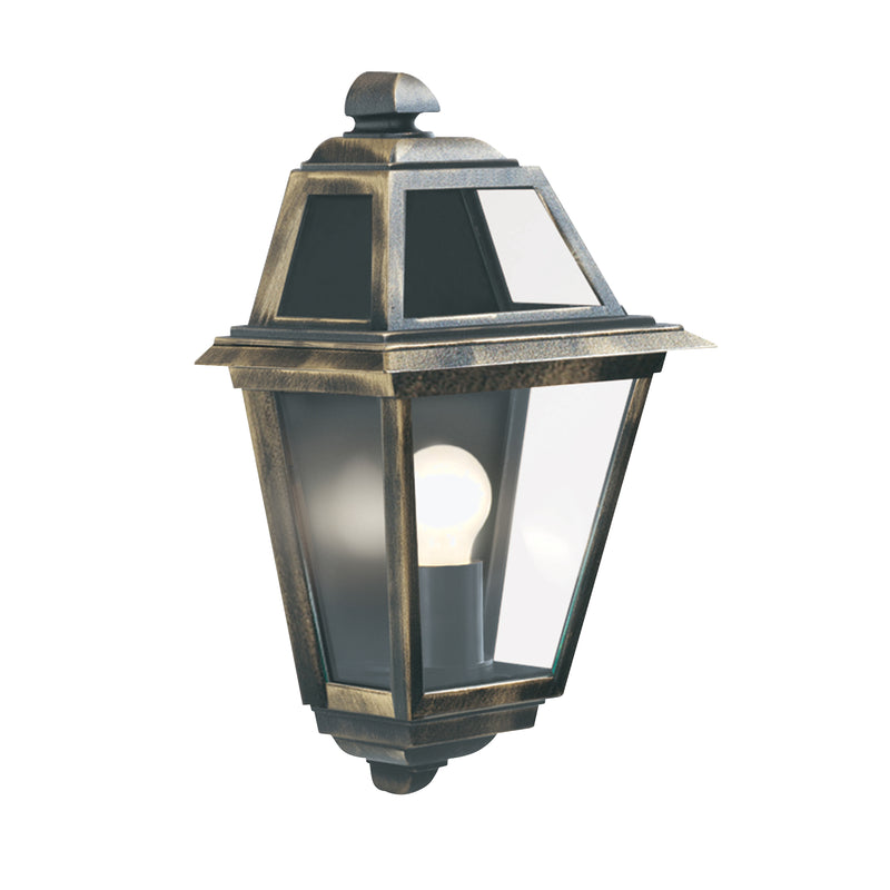 Searchlight  1523 New Orleans Outdoor Wall Light  -  Black Gold, Glass, IP44 - Bonus Superstore