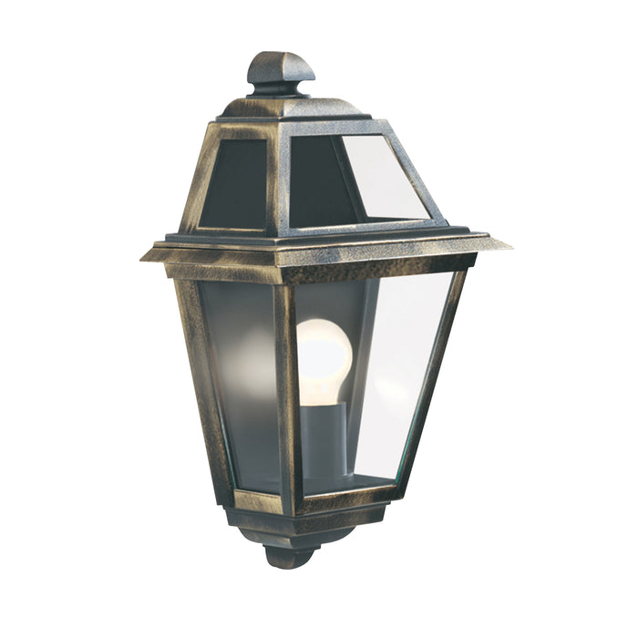 Searchlight 1523 New Orleans Outdoor Wall Light  -  Black Gold, Glass, IP44