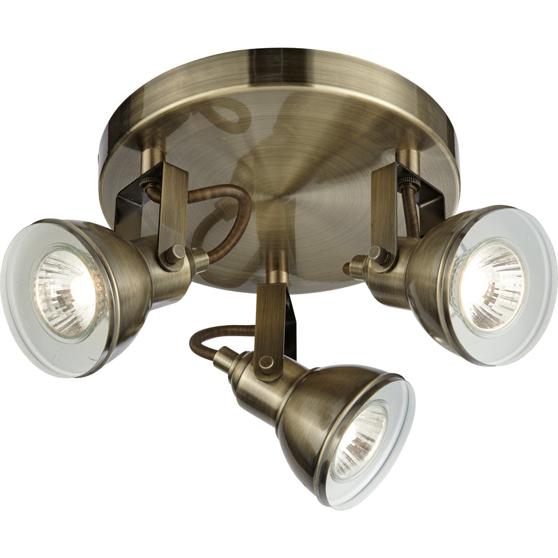 Searchlight  1543AB Focus  3Lt Round Spotlight - Antique Brass Metal - Bonus Superstore