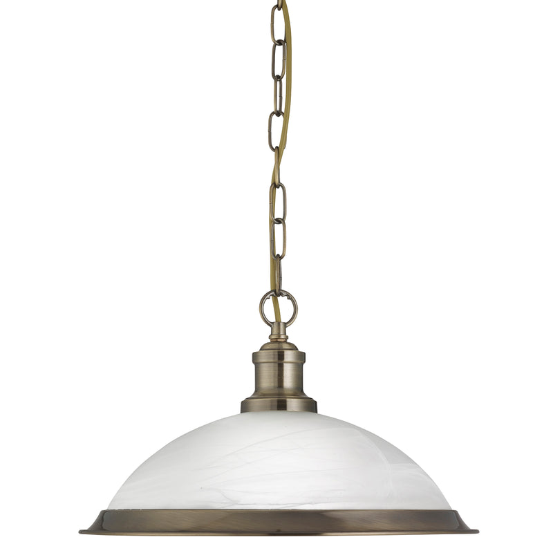 Searchlight  1591AB Bistro Pendant - Antique Brass Metal & Acid Glass