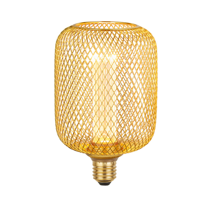 Searchlight 16002GO Wire Mesh Effect Drum Lamp - Gold Metal