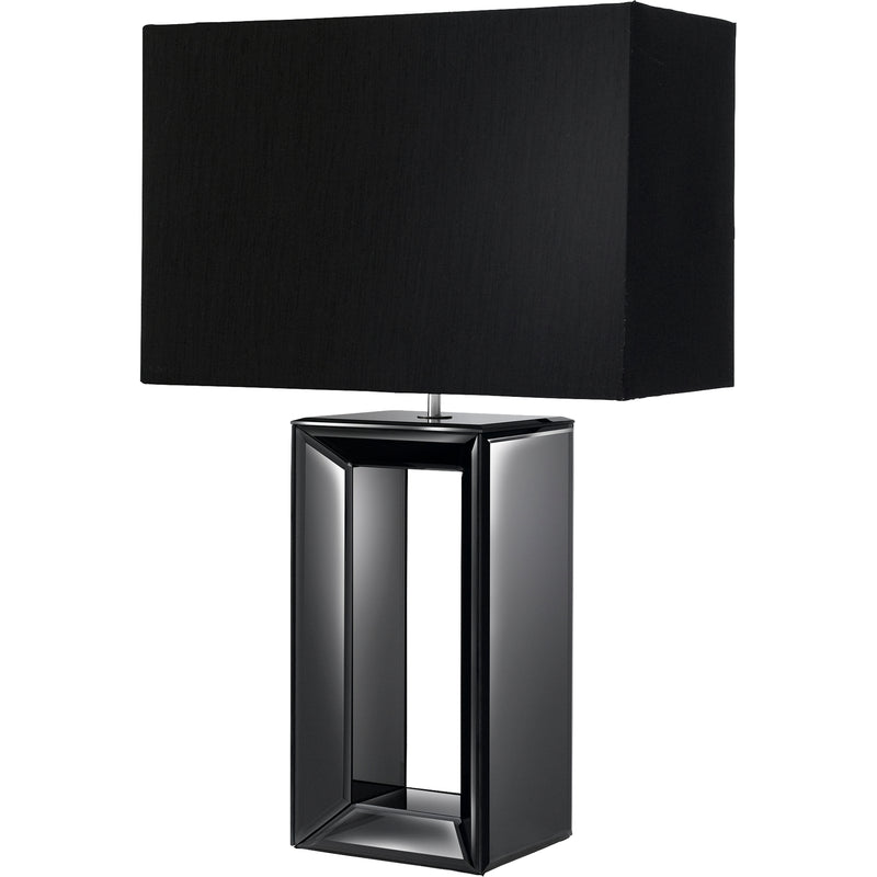 Searchlight  1610BK Mirror Table Lamp - Smoked Mirrored Glass & Black Faux Silk