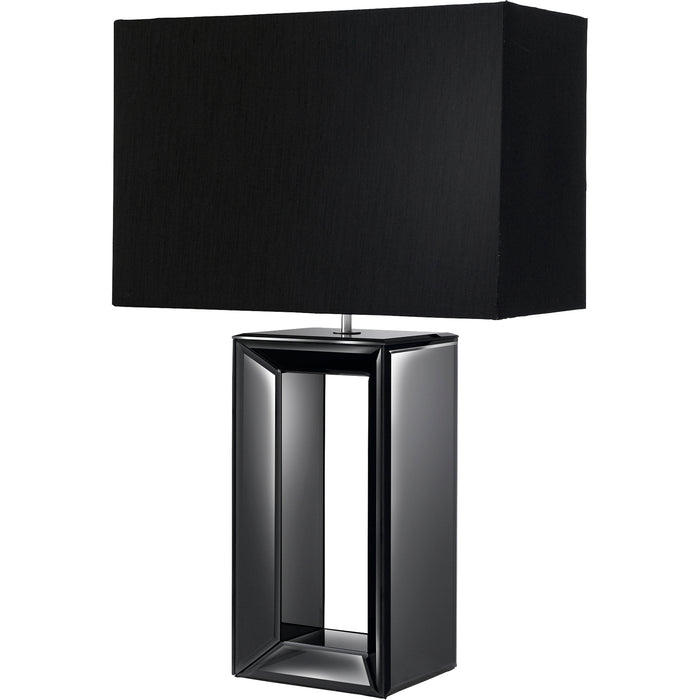 Searchlight 1610BK Mirror Table Lamp - Smoked Mirrored Glass & Black Faux Silk