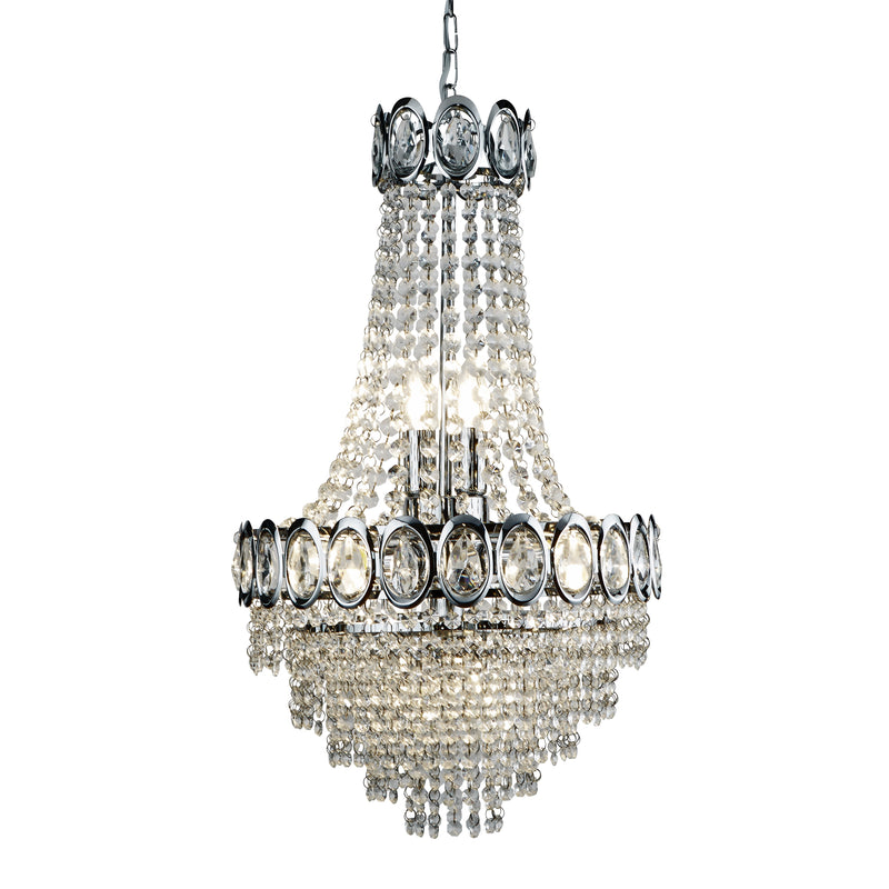 Searchlight  1611-6CC Louis Phillipe  6Lt Chandelier - Chrome Metal & Crystal