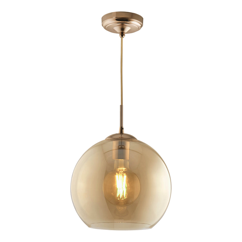Searchlight  1632AM Balls  Pendant  - Antique Brass Metal & Amber Glass