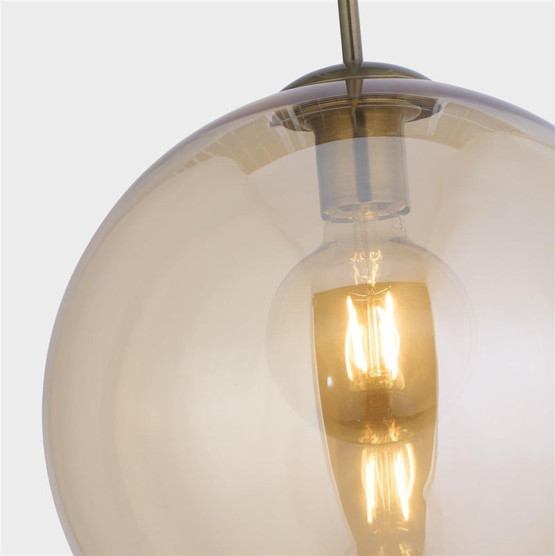 Searchlight  1632AM Balls  Pendant  - Antique Brass Metal & Amber Glass