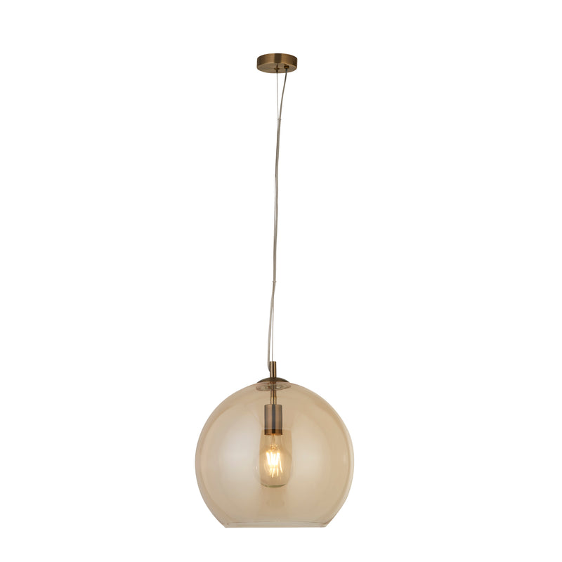 Searchlight  1635AM Balls  Pendant  - Antique Brass Metal & Amber Glass