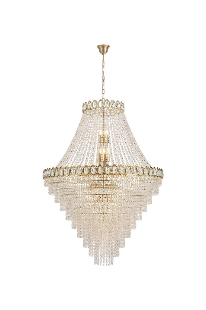 Searchlight 1711-102SB Louis Phillipe 28Lt Pendent Lamp, Satin Brass with Clear cry