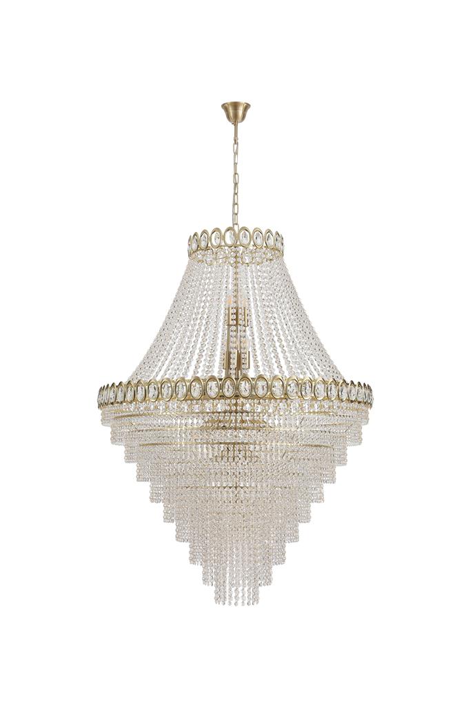 Searchlight 1711-102SB Louis Phillipe 28Lt Pendent Lamp, Satin Brass with Clear cry