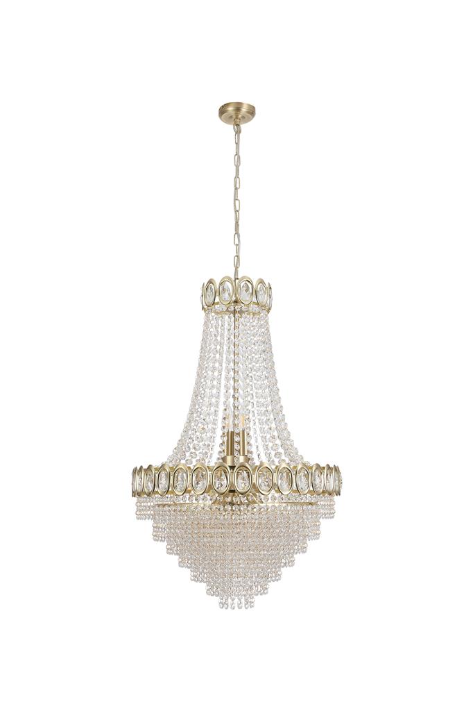 Searchlight 1711-11SB Louis Phillipe 11Lt Pendent Lamp, Satin Brass