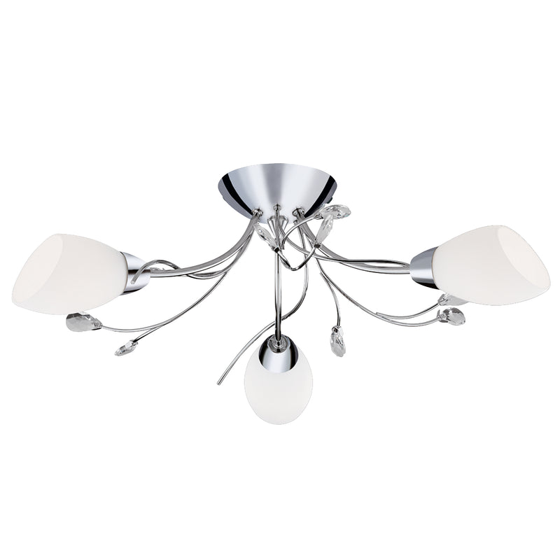 Searchlight  1763-3CC Gardenia 3Lt Flush - Polished Chrome & Glass