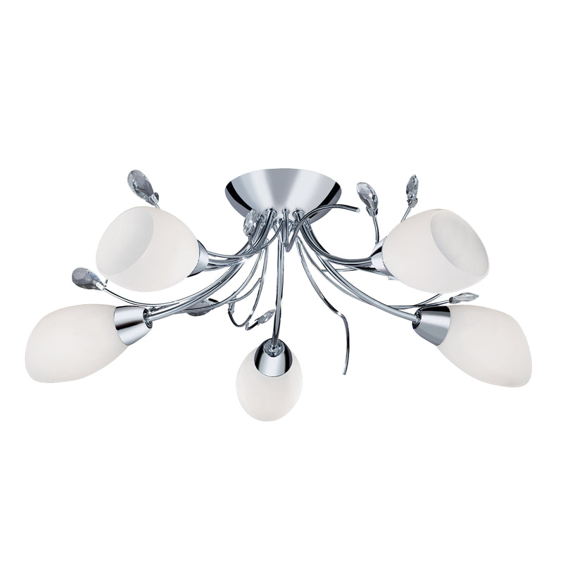 Searchlight  1765-5CC Gardenia 5Lt Flush - Polished Chrome & Glass