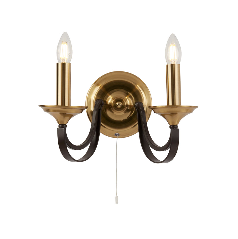 Searchlight  1842-2BZ Belfry 2Lt Wall Light - Dark Bronze & Brown Metal