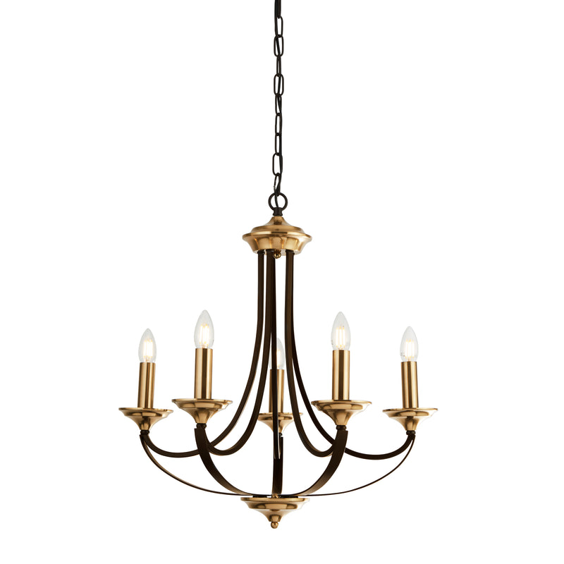 Searchlight  1845-5BZ Belfry 5Lt Pendant - Dark Bronze & Brown Metal