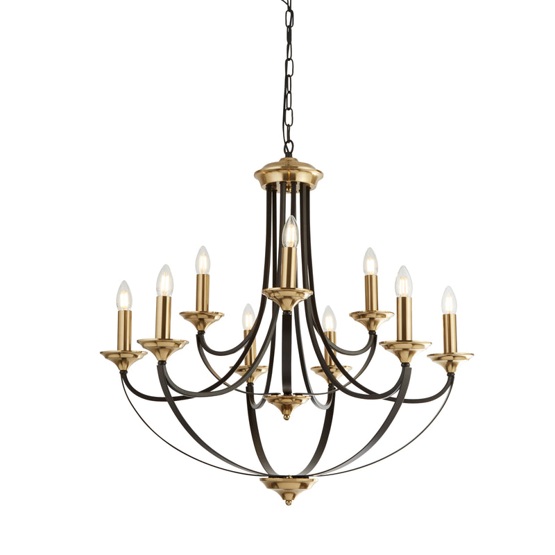 Searchlight  1849-9BZ Belfry 9Lt Pendant - Dark Bronze & Brown Metal