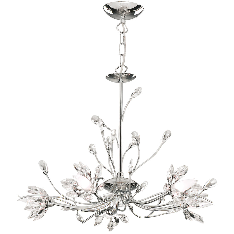 Searchlight  1885-5CC Hibiscus 5Lt Ceiling Pendant - Chrome & Clear Glass