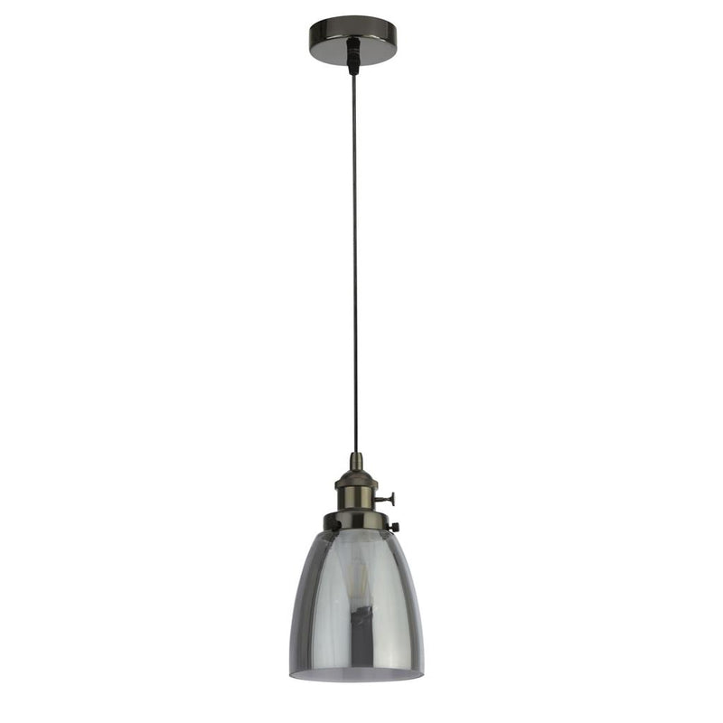Searchlight  1921-1BC Camden Pendant  - Black Chrome Metal & Smoked Glass
