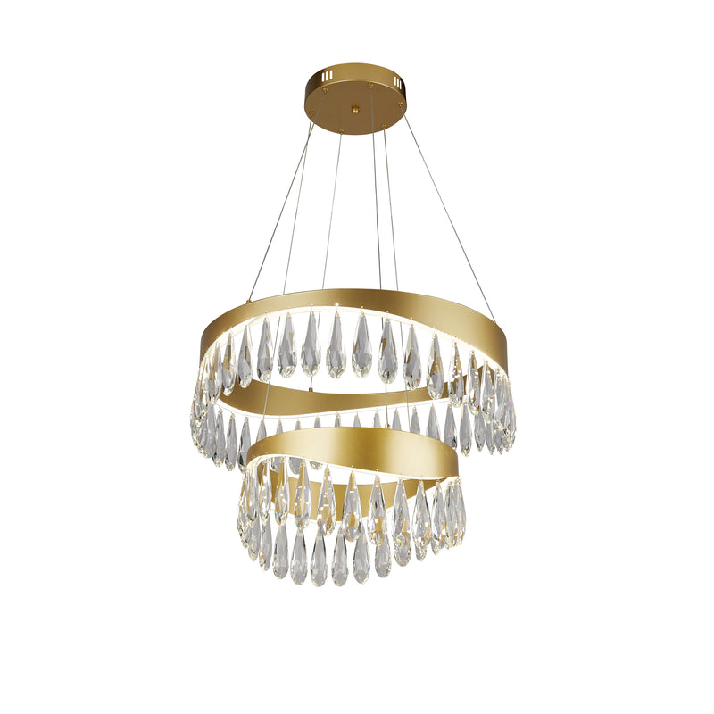 Searchlight  19210-2GO Jewel 2 Tier Pendant  - Gold & Crystal