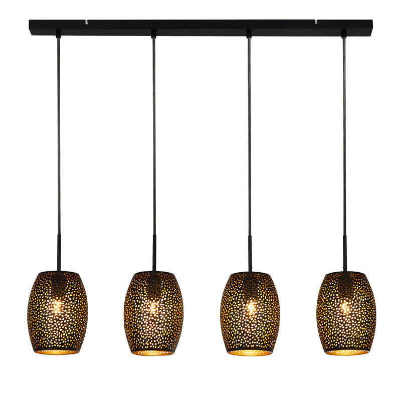 Searchlight  19231-4BGO Laser 4Lt Bar Pendant - Black Laser Cut Metal
