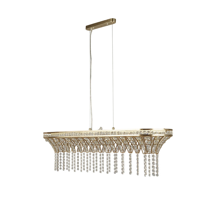 Searchlight  68510-8SB Gemma 8Lt Bar Pendant - Satin Brass & Clear Crystal