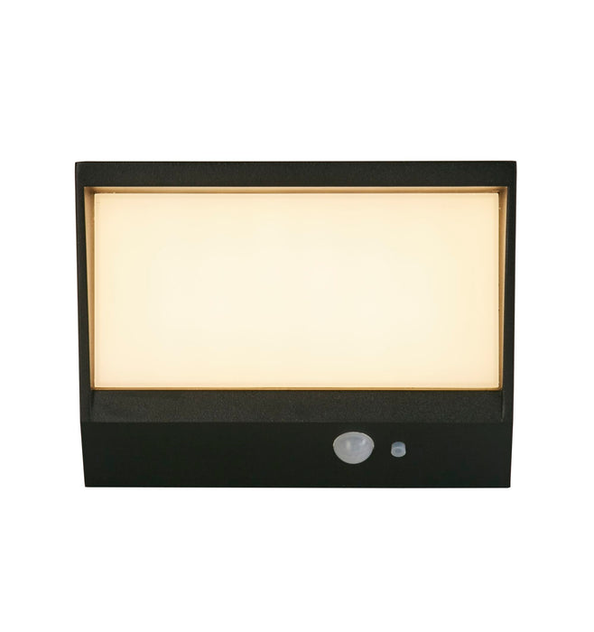 Searchlight  67418BK Solar Outdoor Wall Light - Black Metal & White Polycarbonate