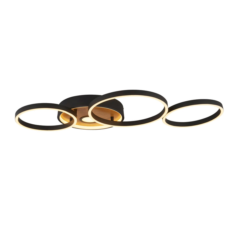 Searchlight  36305-1BK Curio Flush - Black Metal & Wood