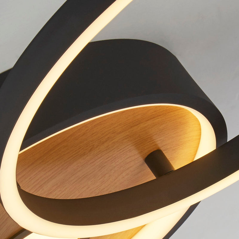 Searchlight  36305-1BK Curio Flush - Black Metal & Wood