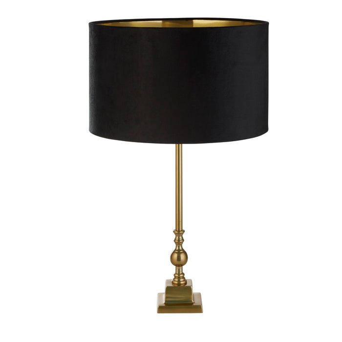 Searchlight  81214BK Whitby Table Lamp - Antique Brass Metal & Black Velvet Shade
