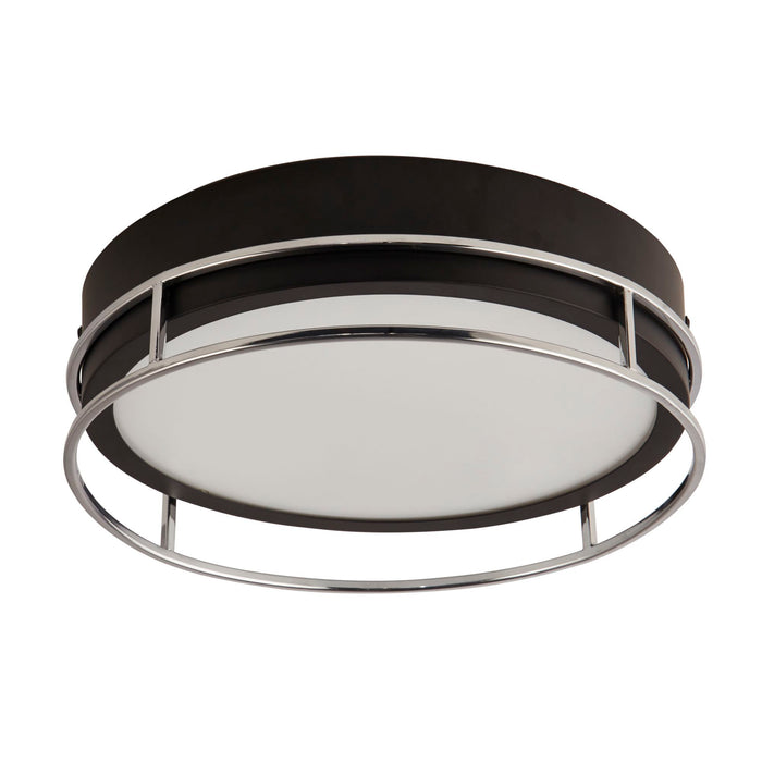 Searchlight  62012-2CC Phoenix 2Lt Flush - Black, Chrome Metal & Frosted Glass