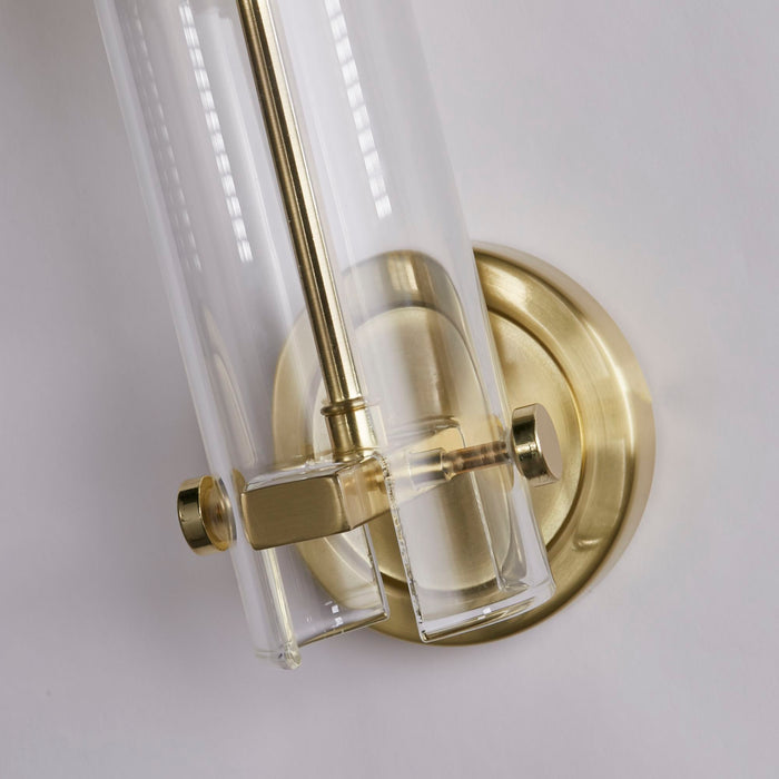 Searchlight  27981SB Scope Bathroom Wall Light - Satin Brass & Clear Etched Glass