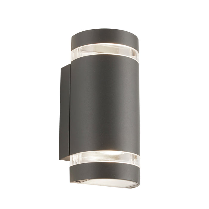 Searchlight 2002-2GY-LED Sheffield Outdoor 2Lt Wall Light - Grey, Glass & Polycarb