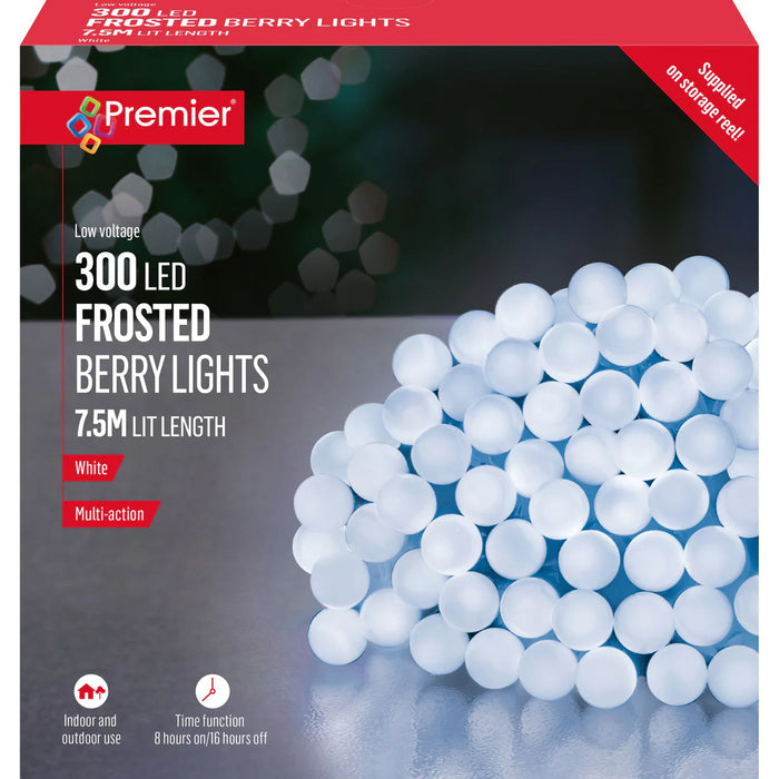 300 White LED Frosted Berry Lights