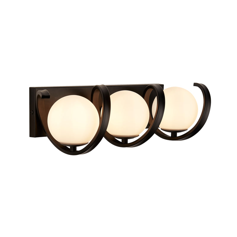 Searchlight  20911-3BK Twister 3Lt Wall Light - Black Metal & Opal