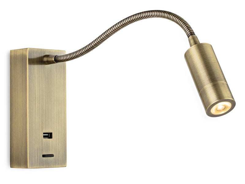 Firstlight Clifton LED Flexi Wall Light & USB 2895AB