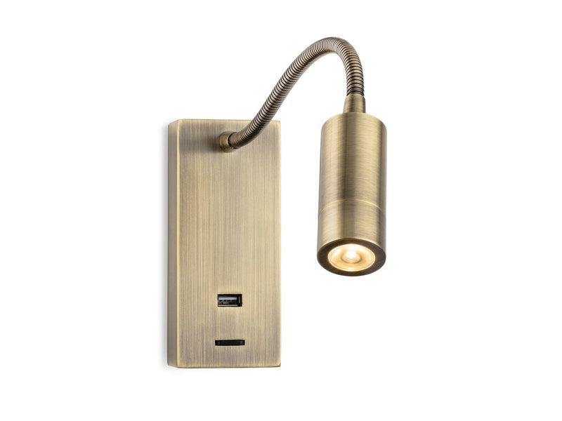 Firstlight Clifton LED Flexi Wall Light & USB 2895AB