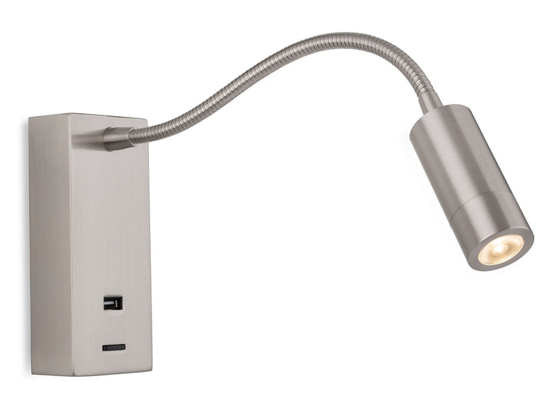 Firstlight Clifton LED Flexi Wall Light & USB 2895BS