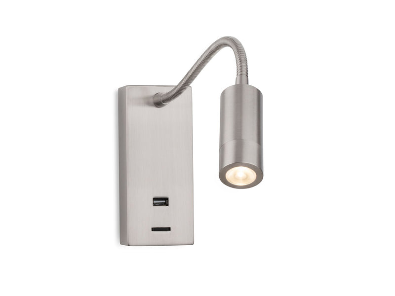Firstlight Clifton LED Flexi Wall Light & USB 2895BS