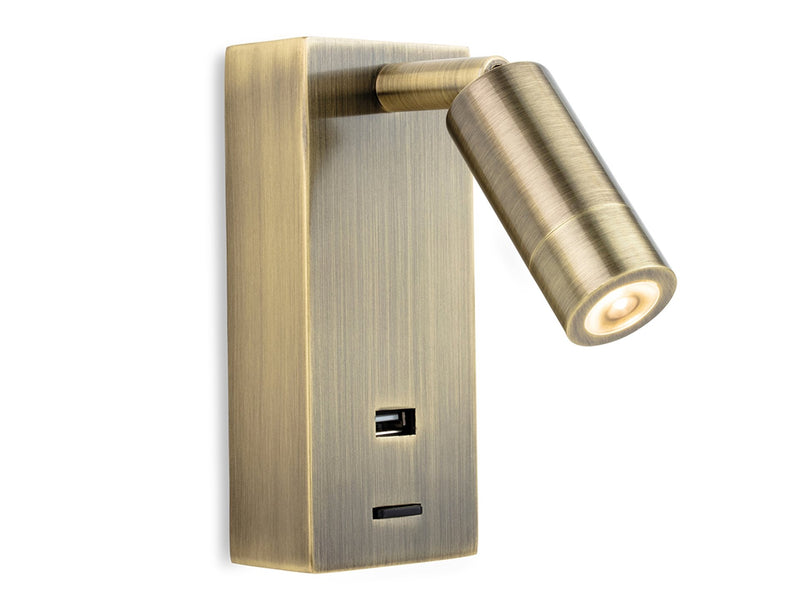 Firstlight Clifton LED Wall Light & USB Port 2896AB