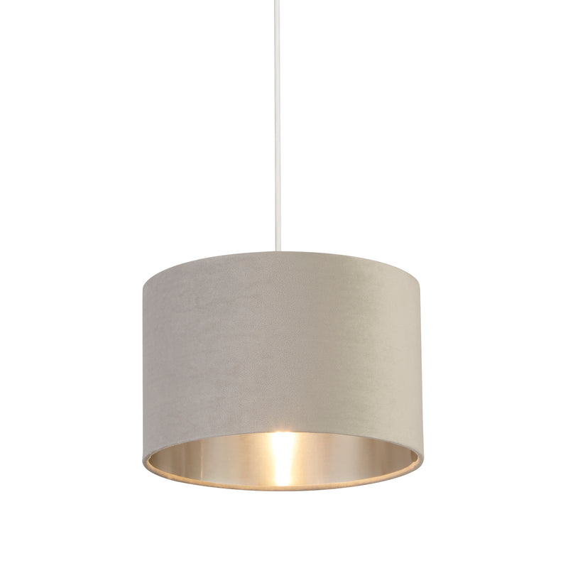 Searchlight  21027GY Drum Shade - Light Grey Velvet with Silver Inner Dia.28cm