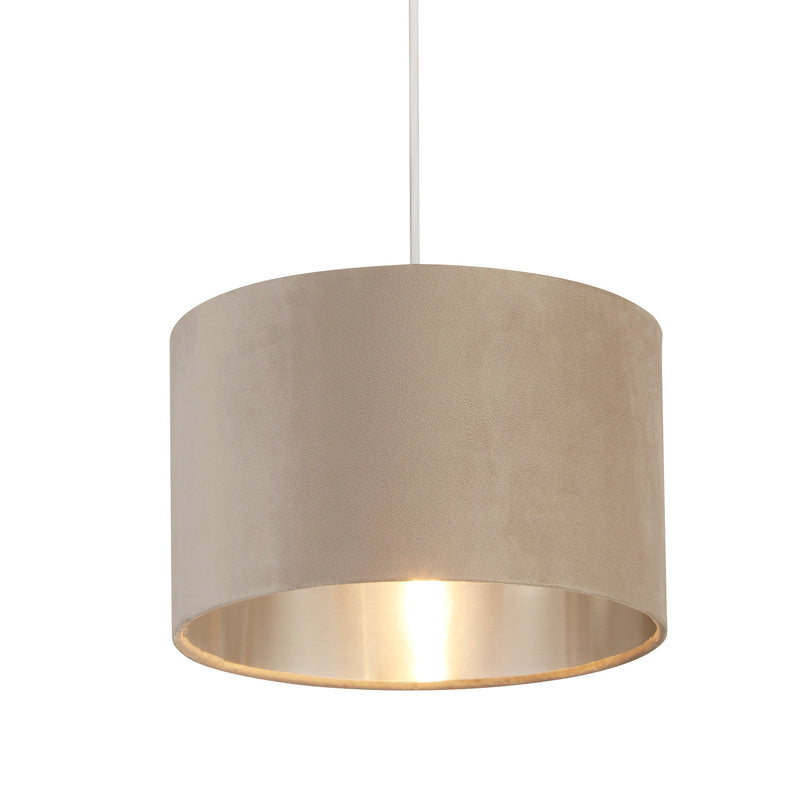 Searchlight  21027TA Drum Shade - Taupe Velvet with Silver Inner Dia.28cm