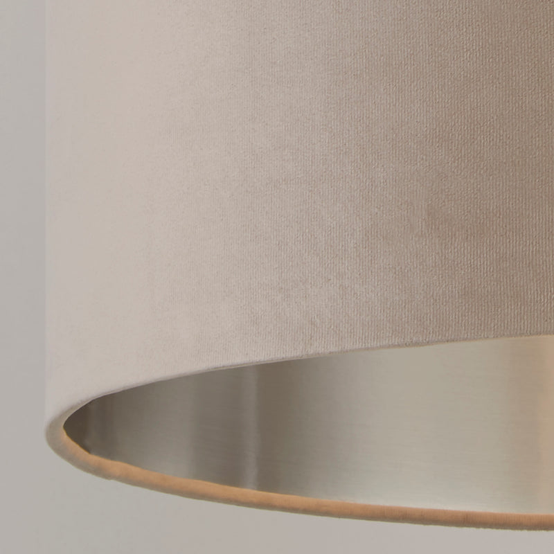 Searchlight  21027TA Drum Shade - Taupe Velvet with Silver Inner Dia.28cm