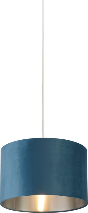 Searchlight  21027TE Drum Shade - Teal Velvet with Silver Inner Dia.28cm