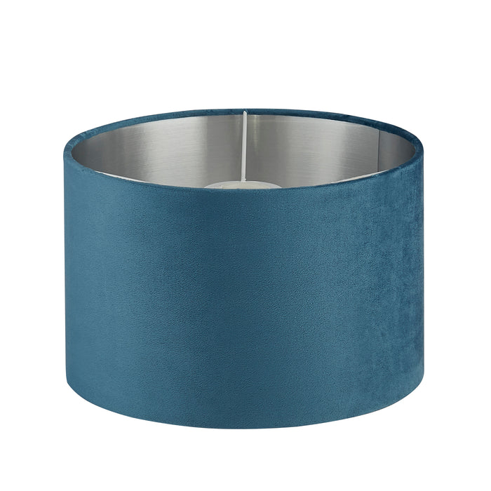 Searchlight  21027TE Drum Shade - Teal Velvet with Silver Inner Dia.28cm