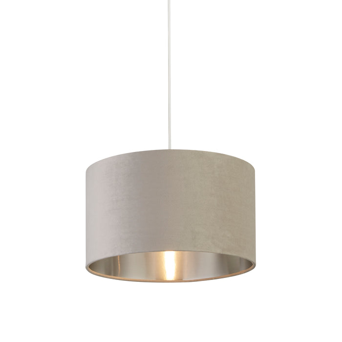 Searchlight  21035GY Drum Shade - Light Grey Velvet with Silver Inner Dia.38cm