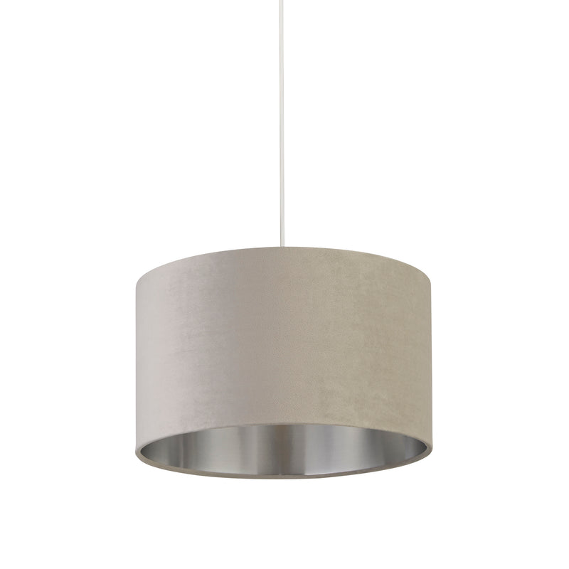 Searchlight  21035GY Drum Shade - Light Grey Velvet with Silver Inner Dia.38cm