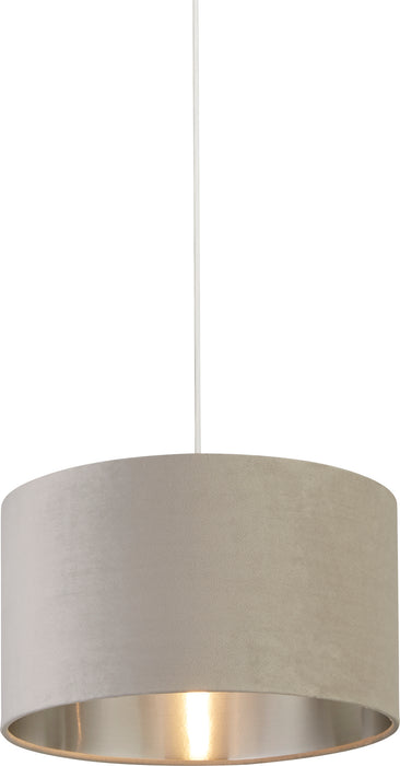 Searchlight  21035GY Drum Shade - Light Grey Velvet with Silver Inner Dia.38cm